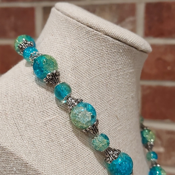 Blue and Green Crystal Necklace - Picture 9 of 10